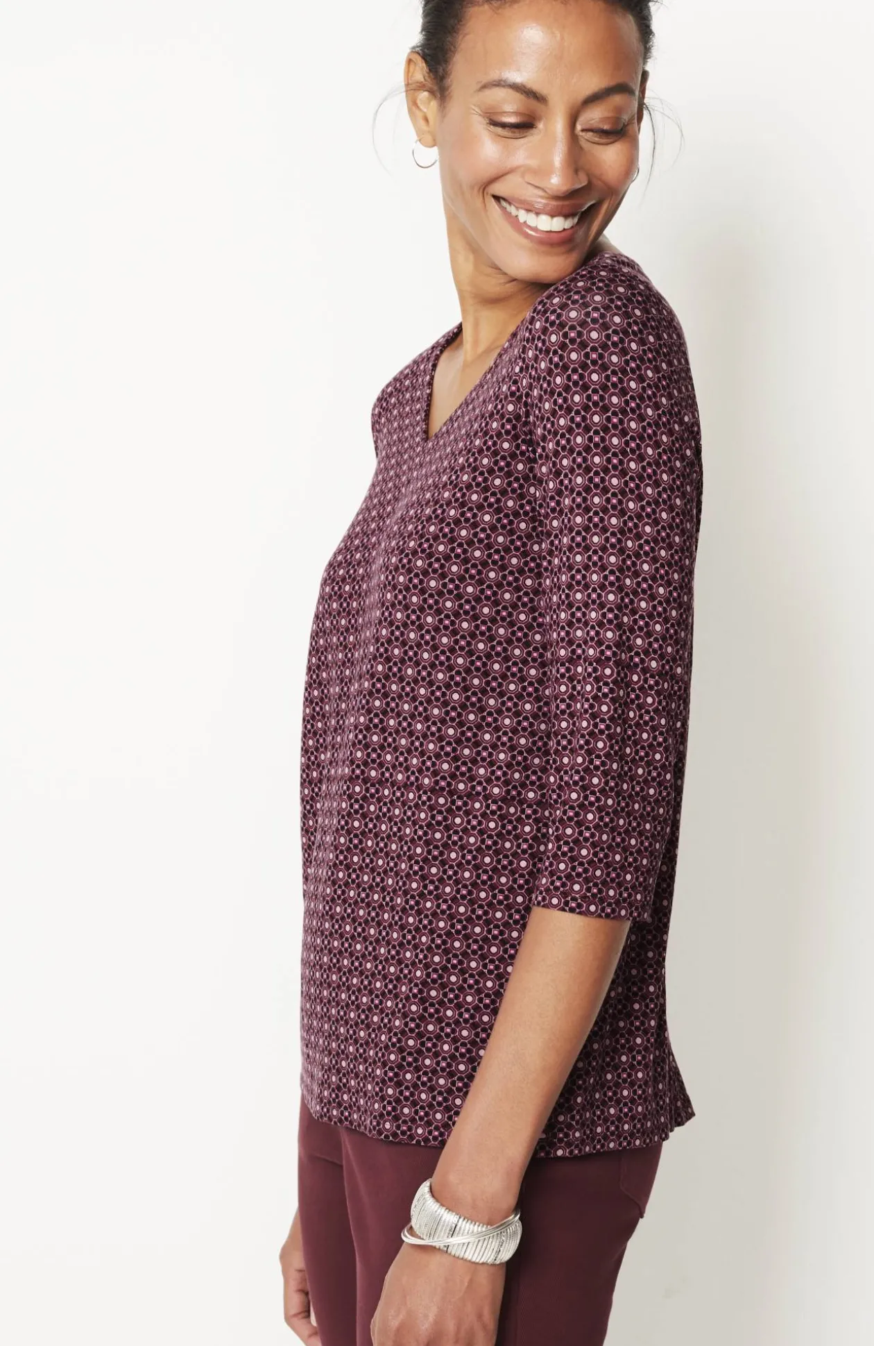 Wearever V-Neck Ballet-Sleeve Top