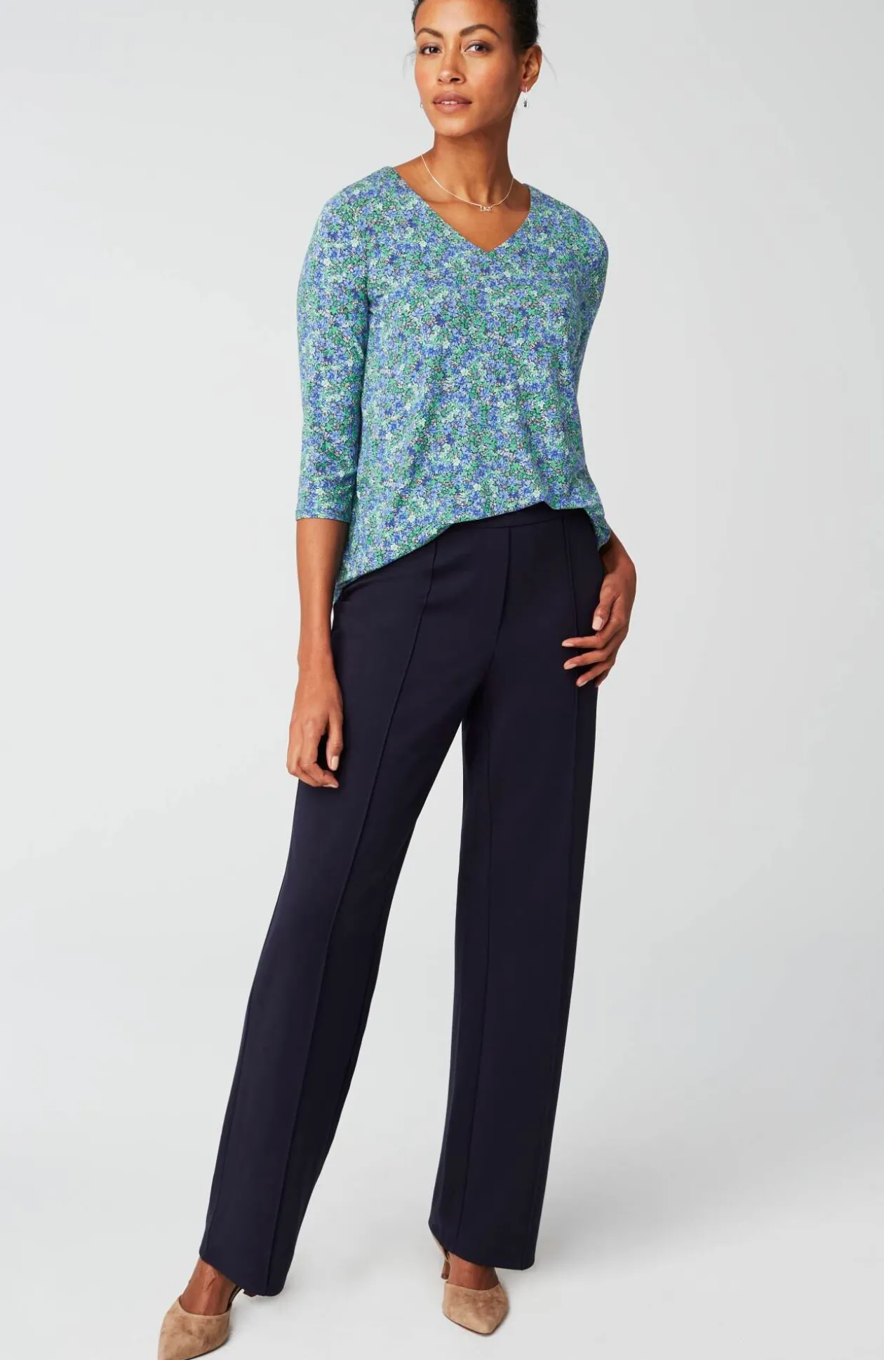Wearever V-Neck Ballet-Sleeve Top