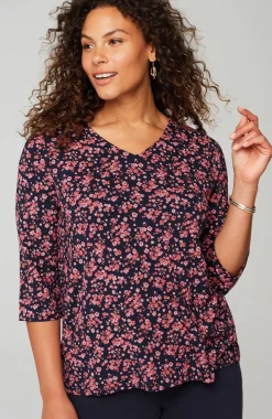 Wearever V-Neck Ballet-Sleeve Top
