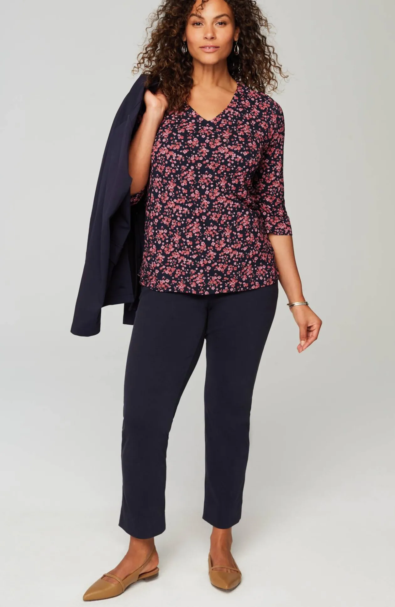 Wearever V-Neck Ballet-Sleeve Top