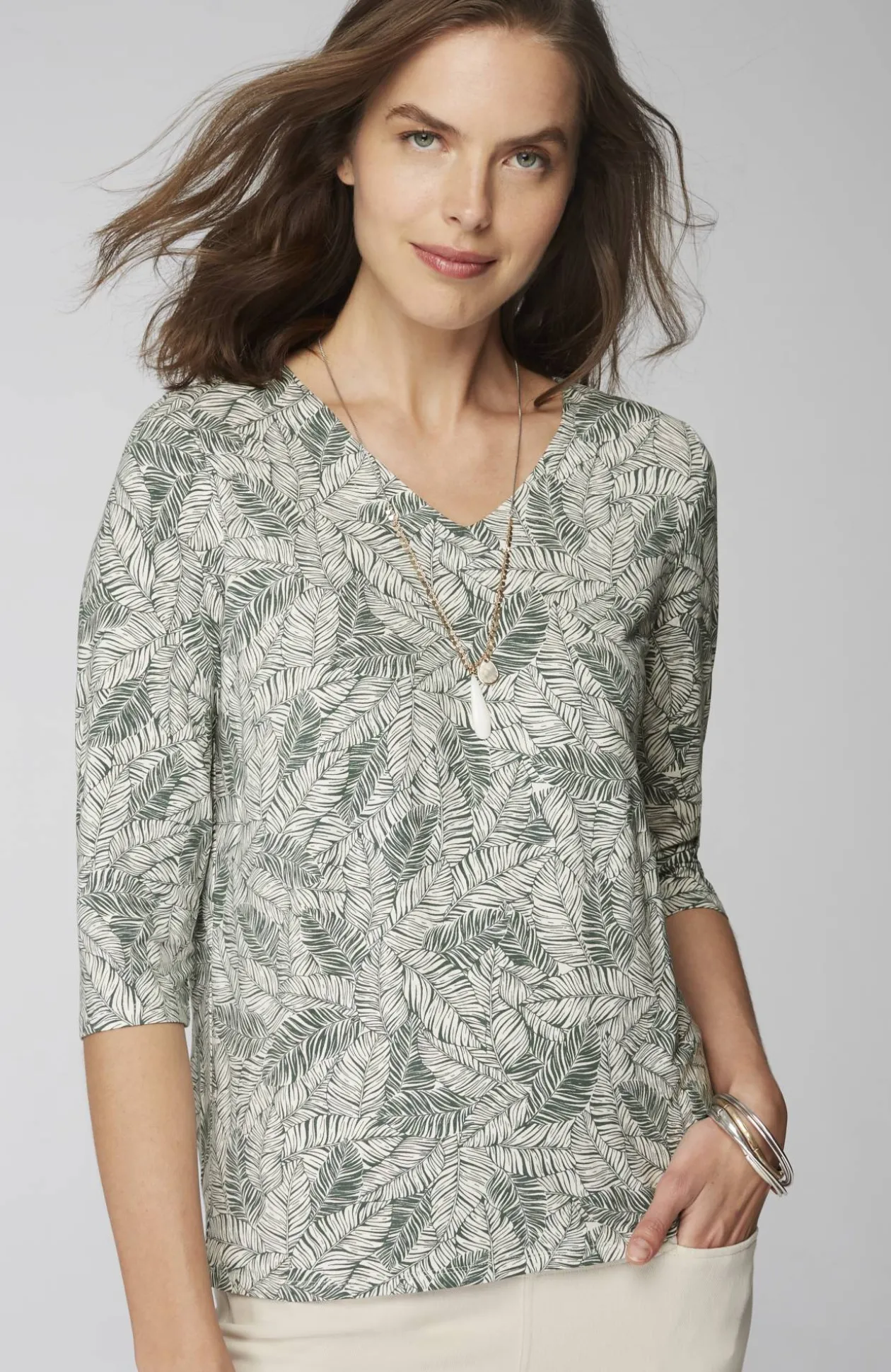 Wearever V-Neck Ballet-Sleeve Top