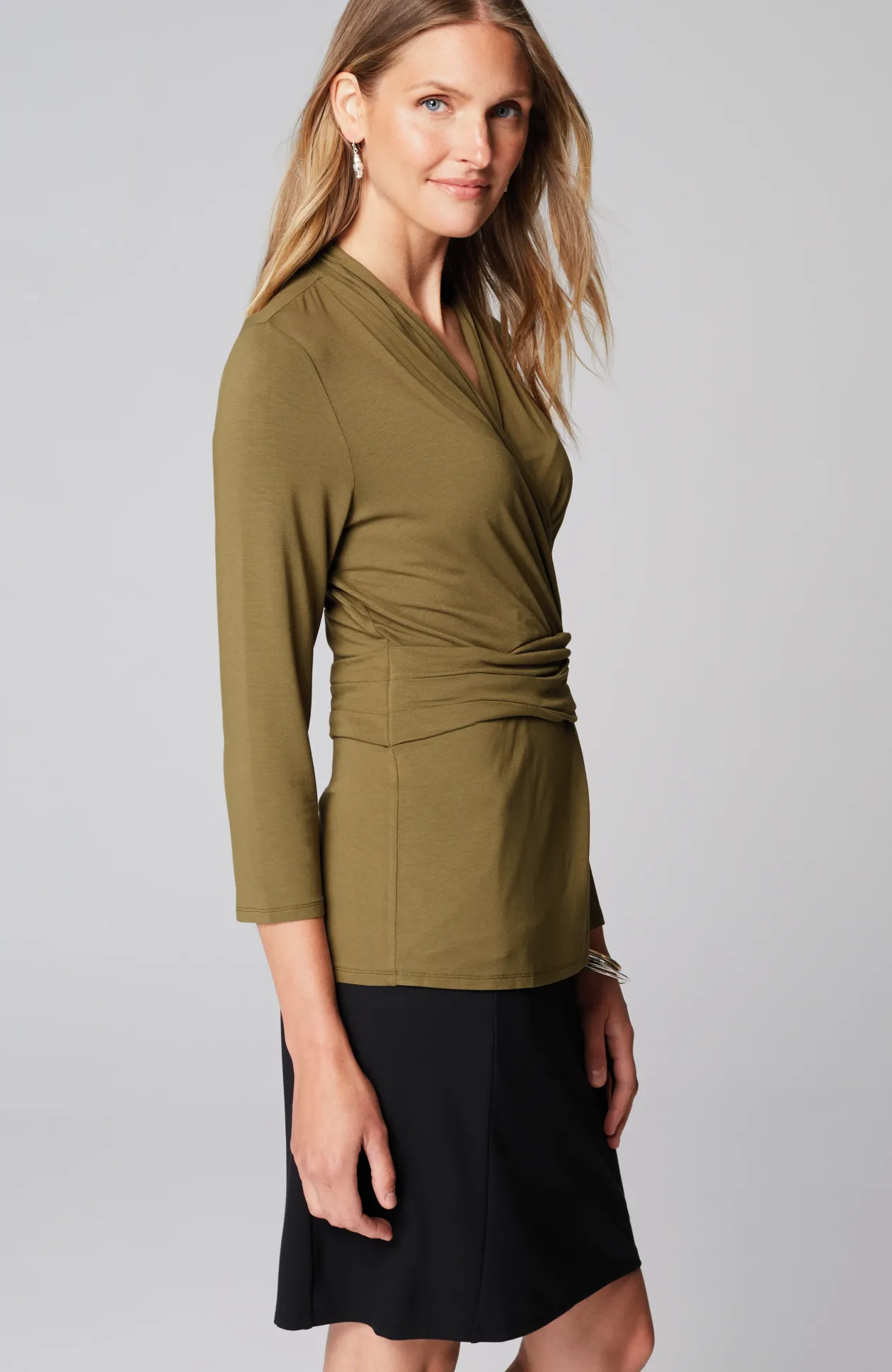 Wearever V-Neck Draped-Waist Top