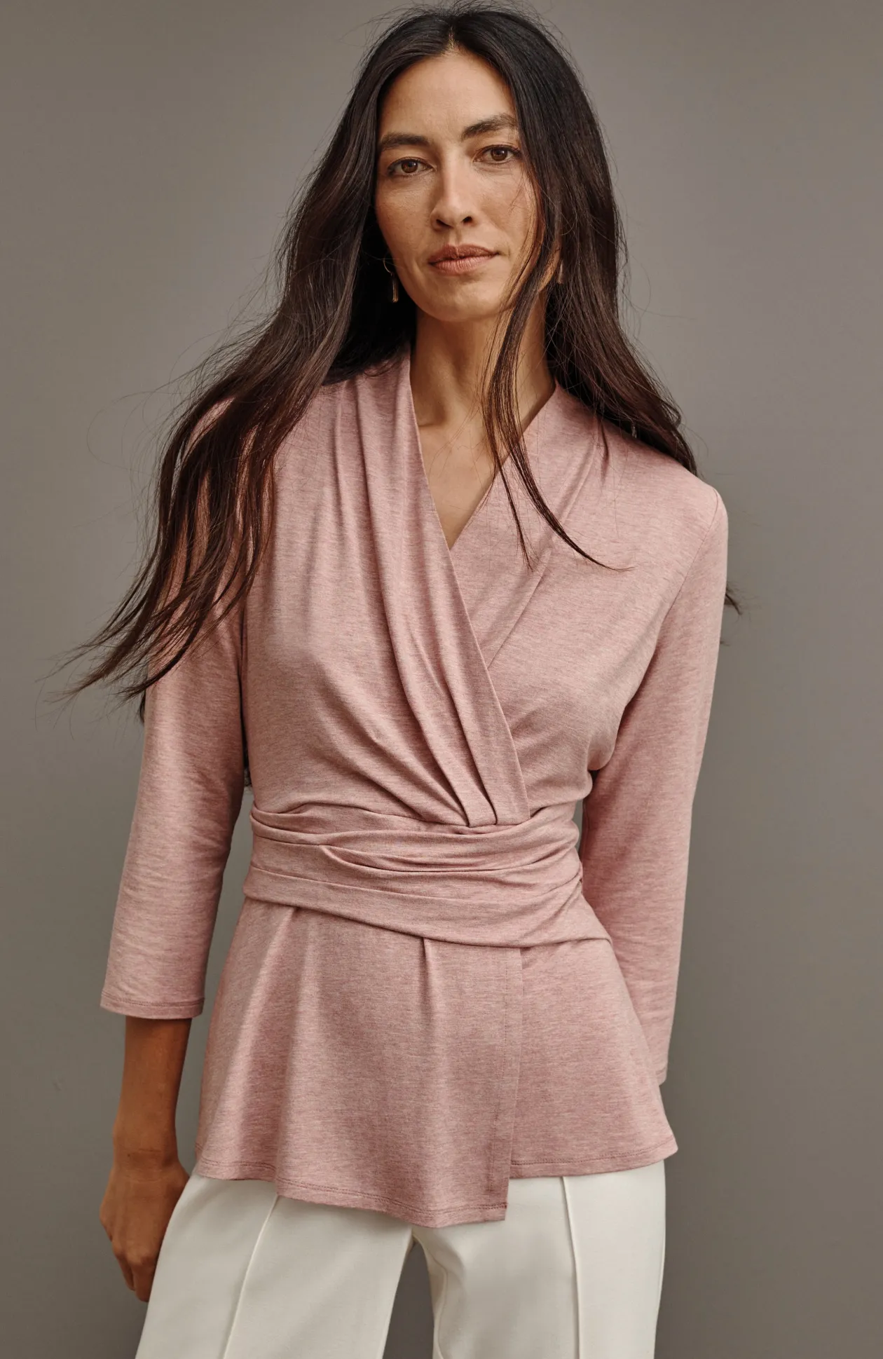 Wearever V-Neck Draped-Waist Top