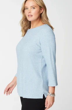 Wearever Waffle-Textured Boat-Neck Top