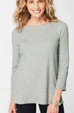 Wearever Waffle-Textured Boat-Neck Top