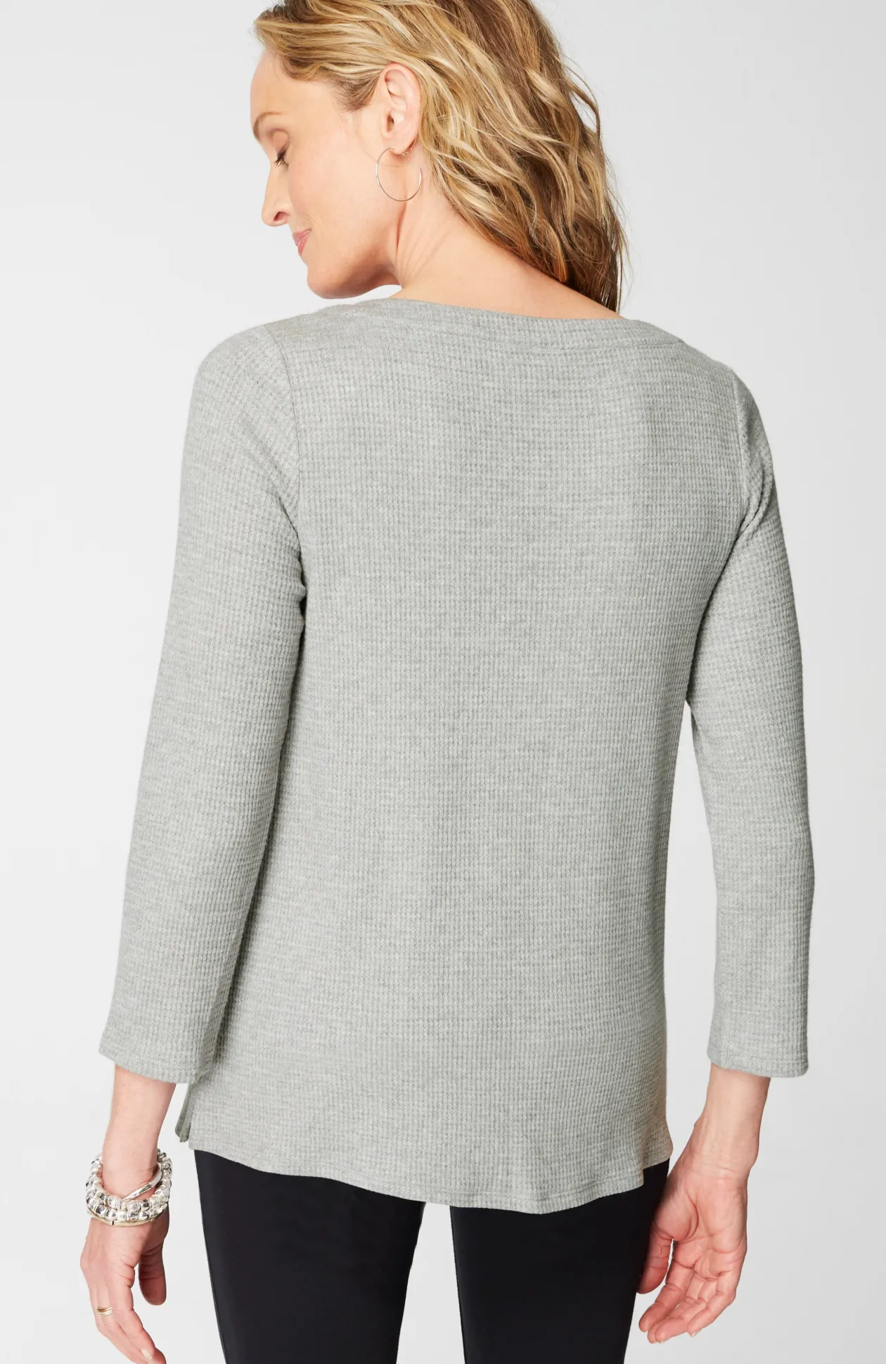Wearever Waffle-Textured Boat-Neck Top