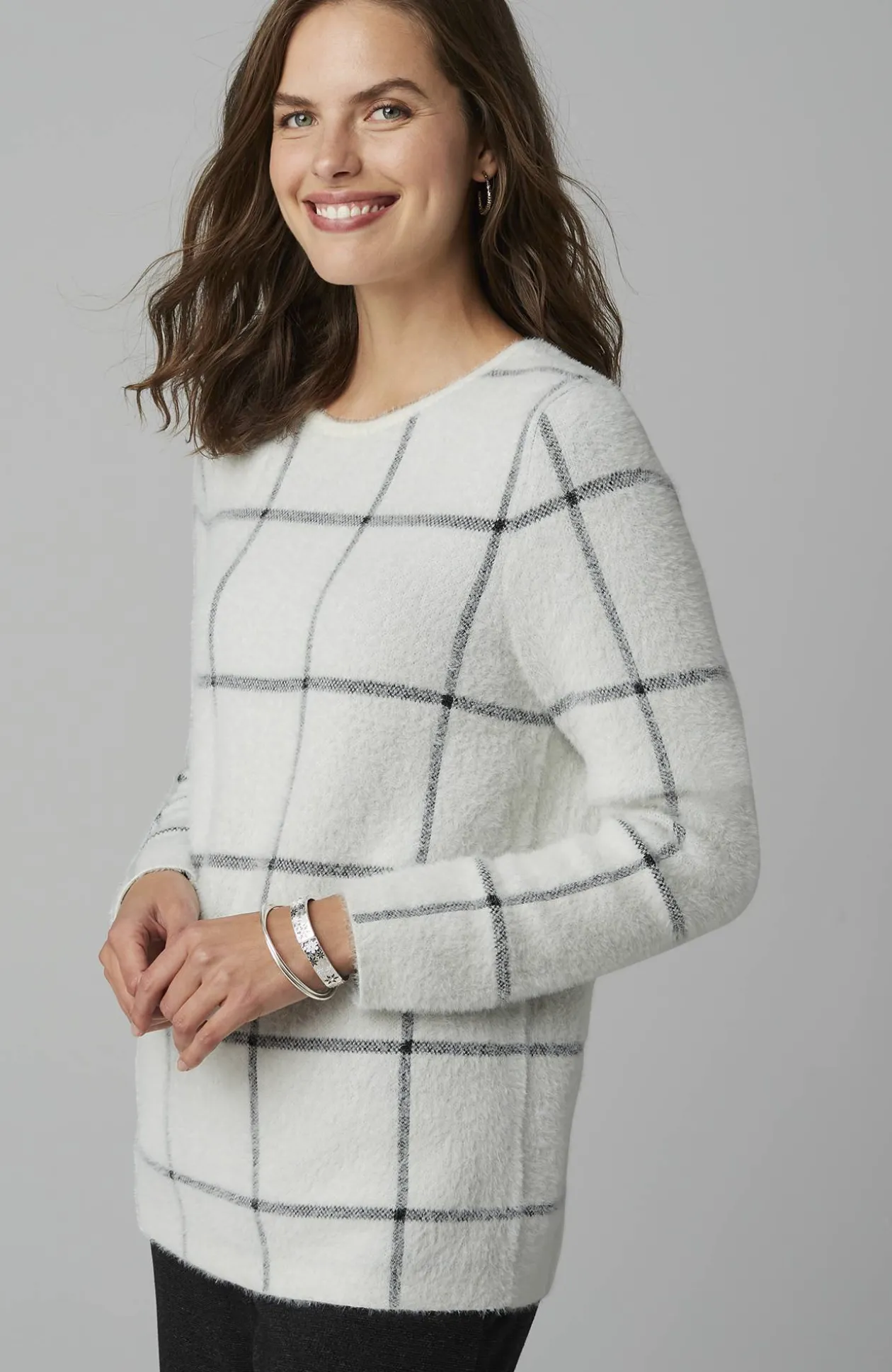 Wearever Windowpane Removable-Snood Sweater