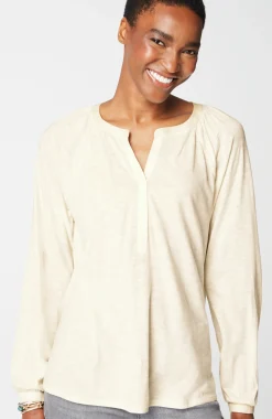 Woven-Trimmed Knit Top