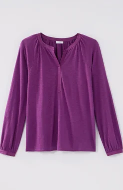 Woven-Trimmed Knit Top