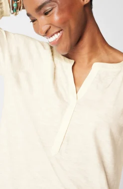 Woven-Trimmed Knit Top